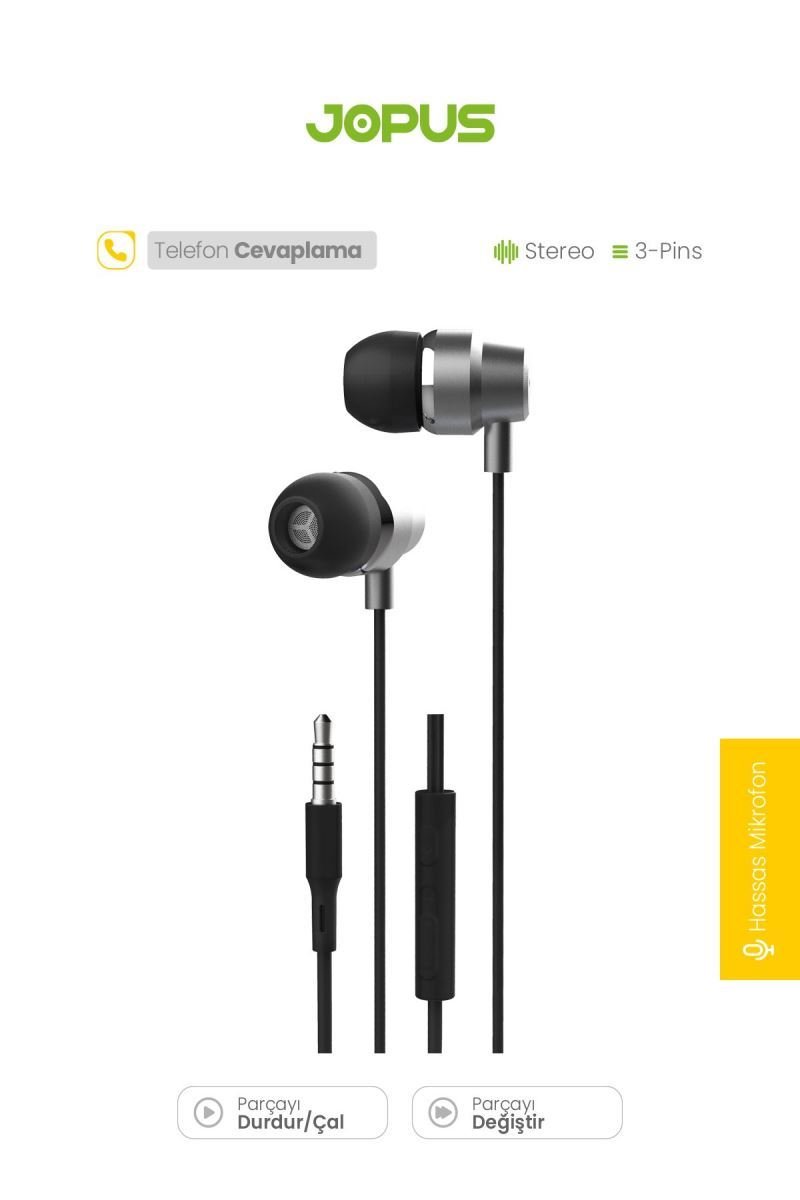 054877_3.jpg Jopus JO-K64 Bolero Universal 3.5mm Mikrofonlu Kulaklık Siyah Renk - Görsel 1