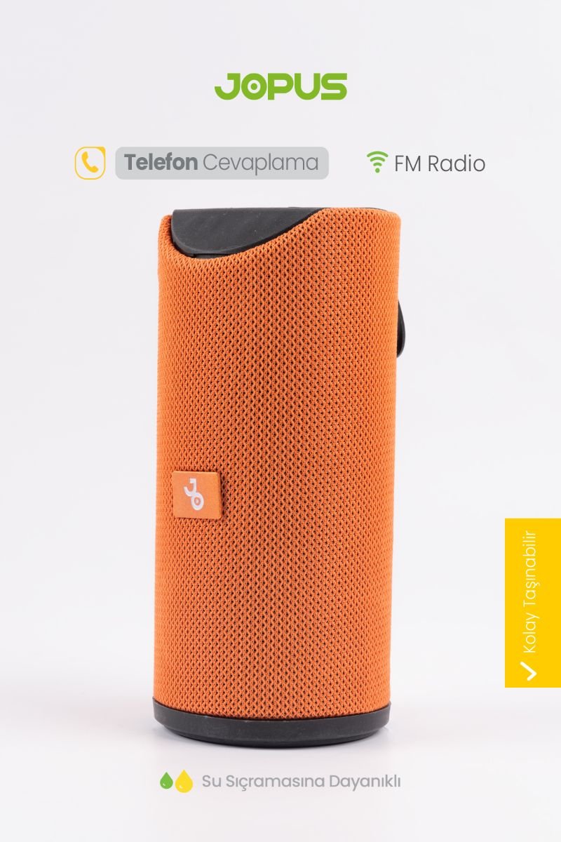 056140_3.jpg Jopus Leda Radyolu Bluetooth Hoparlör Turuncu Renk - Görsel 1