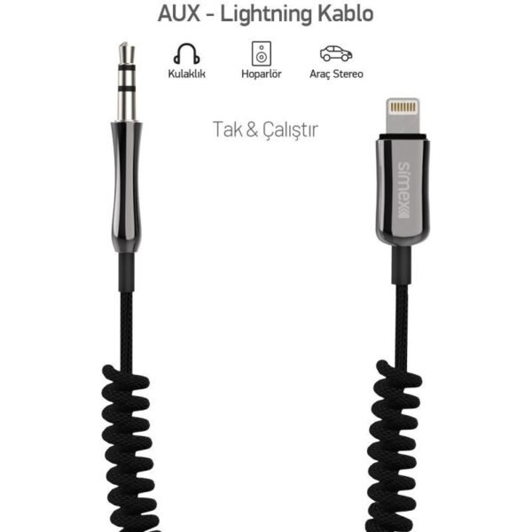 Simex 77 Plus SA-01 Zinco Kumaş Spiralli AUX Kablosu