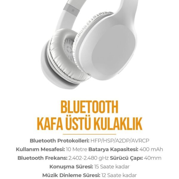 Azeada Azeada PD-BH500 Kulaküstü Bluetooth Kulaklık Beyaz Renk