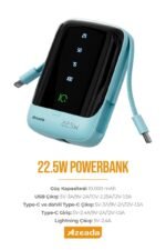 Azeada AZ-P01 22,5W 10000mAh Power Bank Dahili Kablolu - Görsel 4