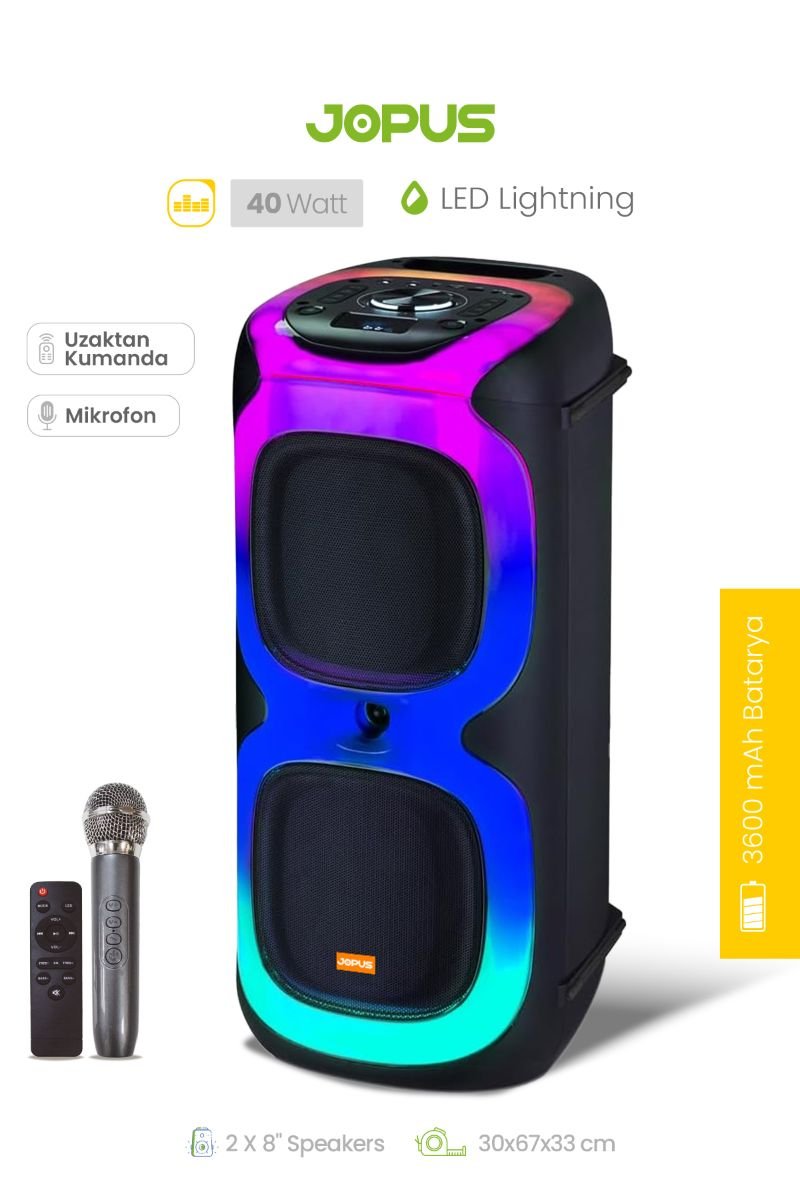 060195_5.jpg Jopus Party Time Mikrofonlu Bluetooth Hoparlör - Görsel 1
