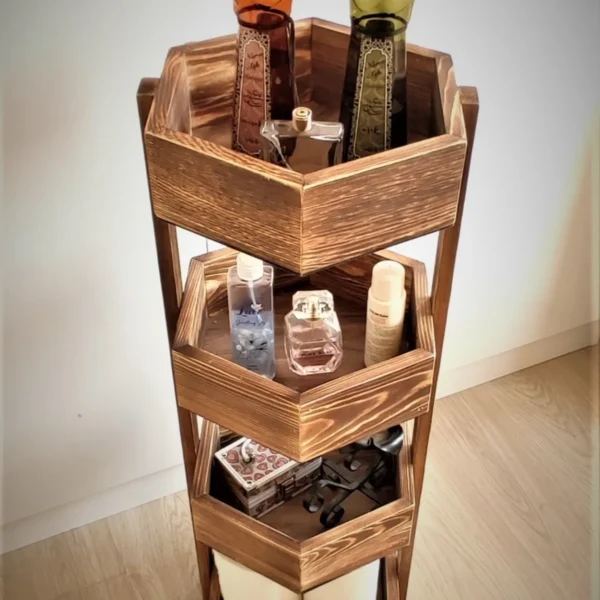 Wooden City Ahşap Banyo Rafı Banyo Düzenleyici Havluluk Çok Amaçlı Raf Mutfak Rafı Organizer Raf Ahşap Sebzelik