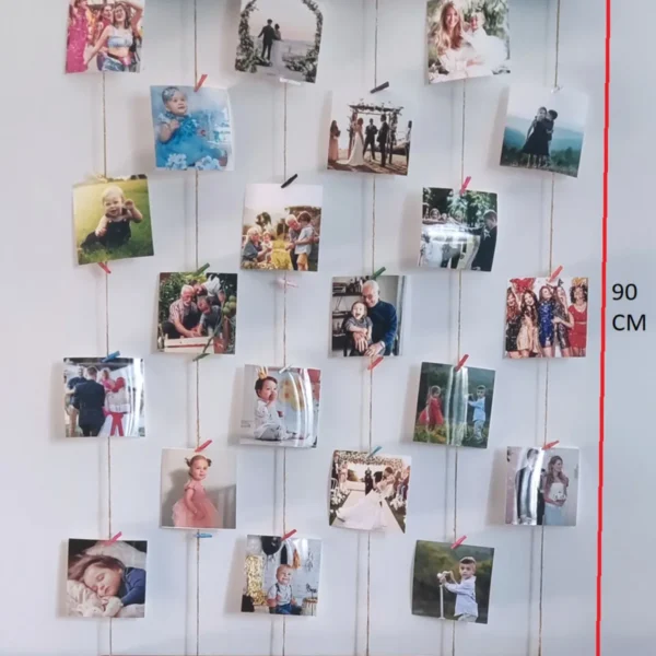 Wooden City Mandallı Ipli Fotoğraf Çerçeve Askılık Notluk Anı Çerçevesi 50 Mandallı