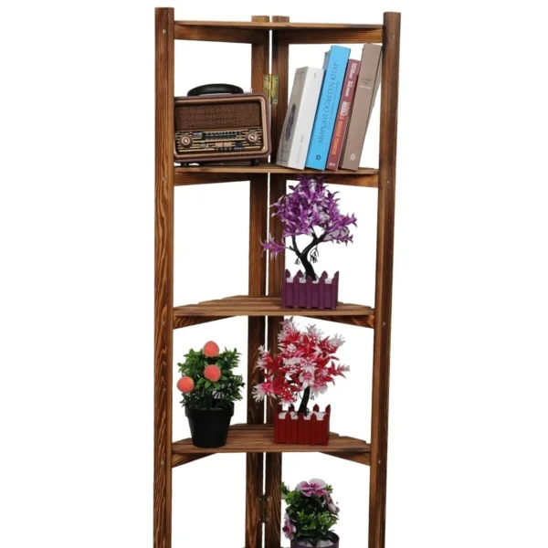 Wooden City Banyo Köşe Düzenleyici Mutfak Rafı Banyo Dolabı Çok Amaçlı Raf 5 Katlı Köşe Rafı Köşe Düzenleyici