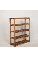 Wooden City 5 Katlı Masif Ahşap Ayakkabılık Ahşap Ayakkabı Rafı 60x80 - Görsel 2