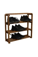 Wooden City Ahşap Çubuklu 4katlı Masif Ayakkabılık Raf
