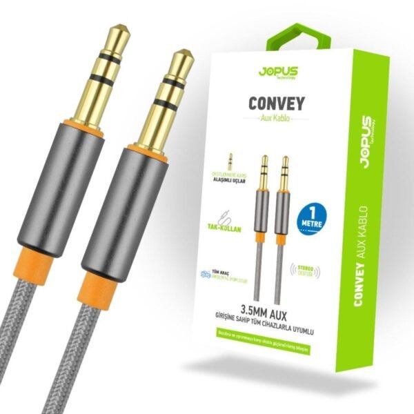 Jopus Jopus Universal 3.5mm JA-05 Convey 1 Metre AUX Kablosu FÜME