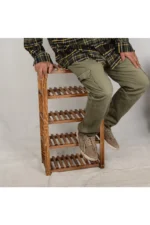 Wooden City 4 Katlı Masif Ahşap Ayakkabılık Ahşap Ayakkabı Rafı 60x60 - Görsel 4